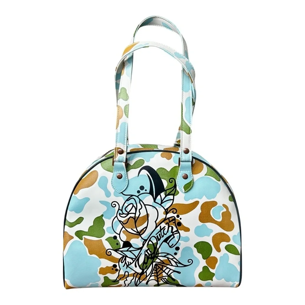 Rare Vintage Von Dutch 90's Handbag  Camo Camouflage Cow Print Bowling Bag/Tote - Picture 3 of 9